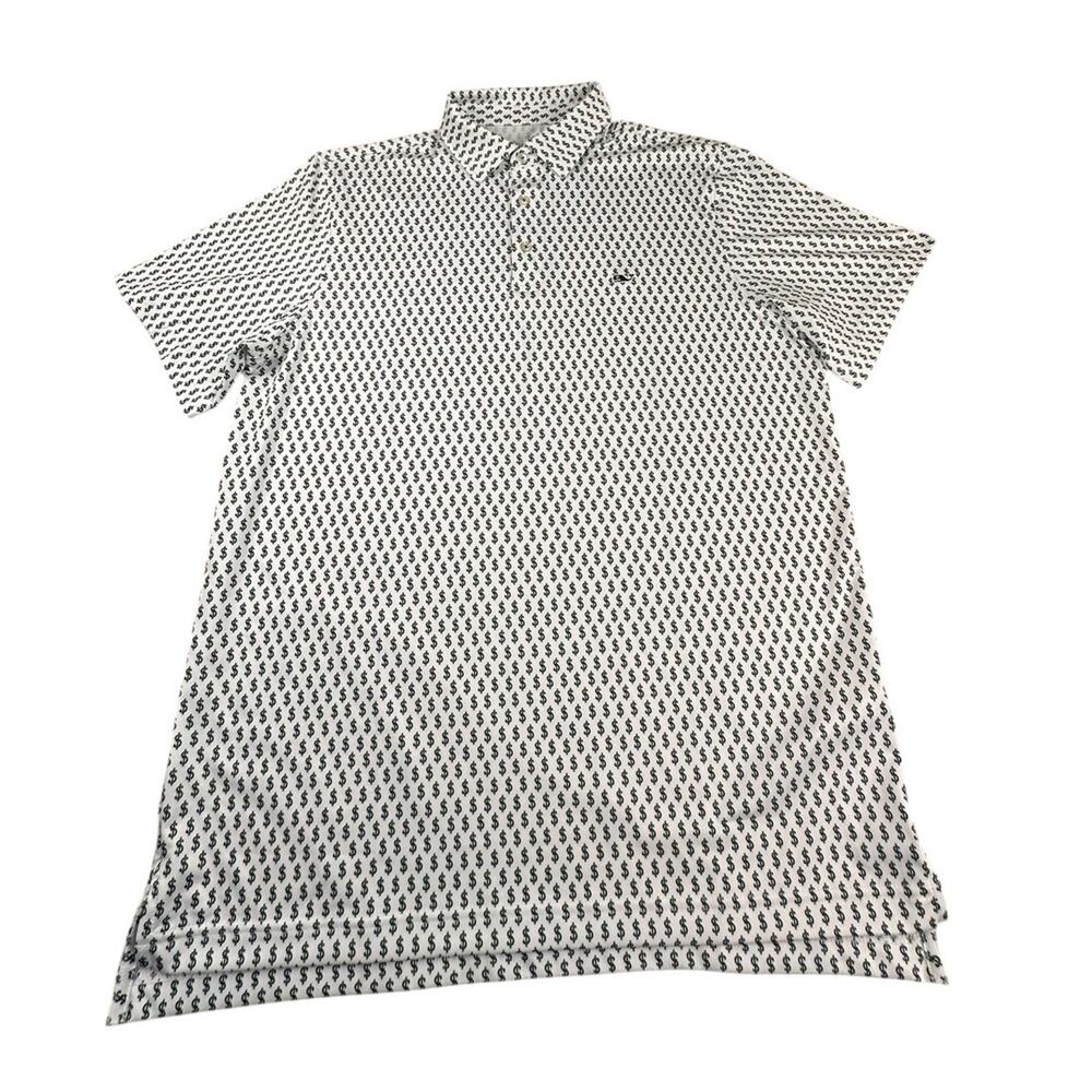 Vineyard Vines Golf Shirt Polo Sankaty Money Maker Print White Green Men’s M